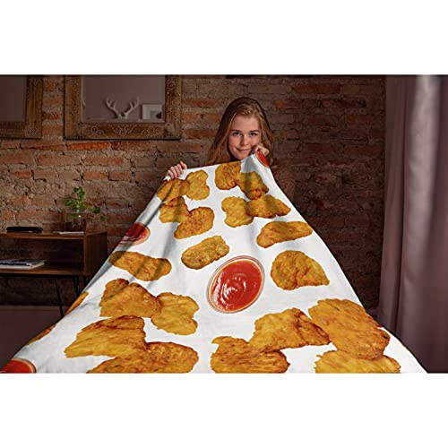 Chicken Nuggets Blanket Soft Fleece Flannel Throw Blanket Funny Gifts for Baby Micro Lightweight Warm Cozy for Bed Couch Living Room All Season (XS 40"x30" INCH for Pets/Dogs/Cats)