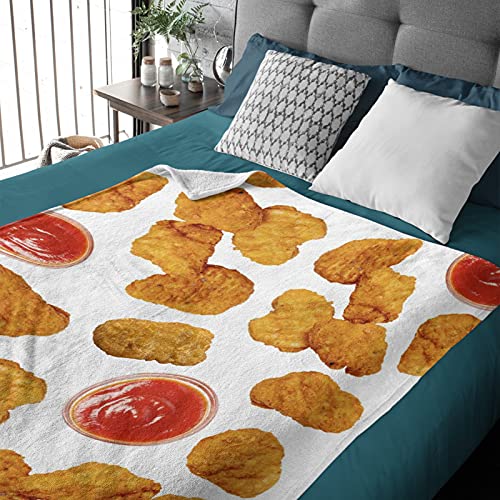 Chicken Nuggets Blanket Soft Fleece Flannel Throw Blanket Funny Gifts for Baby Micro Lightweight Warm Cozy for Bed Couch Living Room All Season (XS 40"x30" INCH for Pets/Dogs/Cats)