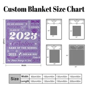 Custom Class of 2023 Graduation Blanket with Graduate Name & School, Personalized Graduation Blanket for Class of 2023, Graduation Gifts 2023 for College and High School Graduates