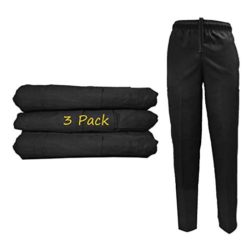 Natural Uniforms Classic Chef Cargo Pants (Black 3-Pack, Large)