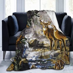 yishow tree camouflage deer fleece throw blanket, cozy sherpa plush blankets for bed couch sofa - 60" x 50"