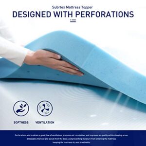 subrtex 3 Inch Gel-Infused Memory Foam Bed Mattress Topper High Density Cooling Pad Removable Fitted Bamboo Cover Ventilated Design-10 Years Warranty (Queen)