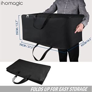 IHOMGAIC 100L Extra Large Storage Bag, Tote Storage Organizer with Double Zipper and Carry Handles, Collapsible Under Bed Storage Quilt Pillow Containers with Clear Pocket 27.5x16.5x13.7in (Black, L)