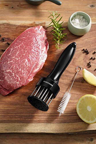 KUCCOON Meat Tenderizer Tool Stainless Steel Needle Ultra Sharp 24 Blades Tenderizer Tool for Tenderizing Beef Chicken Steak Veal Pork