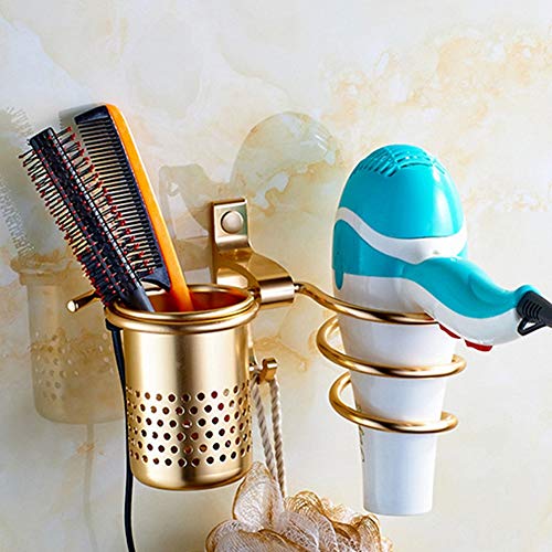 Hair Dryer Holder Wall Mount, Bathroom Hair Dryer Holder Hair Care Tools Holder Wall Mount, Spiral Blow Dryer Holder Stand Rack Aluminum Bathroom Shelf Storage Bathroom Accessory Wall Shelf