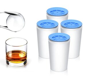 [4 pack] longzon crystal clear ice ball maker mold, ice cube tray, whiskey ice mold large 2.4 inch, silicone round ice cube tray for freezer, sphere ice mold maker for whiskey, cocktails and drinks