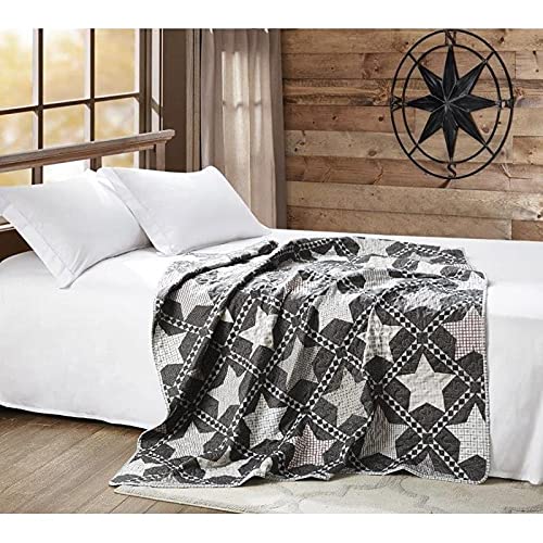 Quilted Throw Blanket by Virah Bella - 50" x 60" Mountain Stars Lightweight Throw Quilt Great for Loungers & Extra Bedding - Beautiful Farmhouse-Themed Blanket