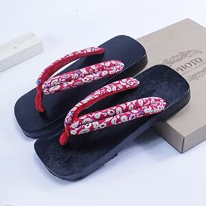 Men Shoes Square Head Fashion Clip Toe Flip Flop Japanese Clogs Cool Flip Flop Wave Slider (Watermelon Red, 6)