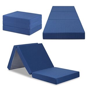 Olee Sleep Tri-Folding Memory Foam Topper, 4 inch, Blue