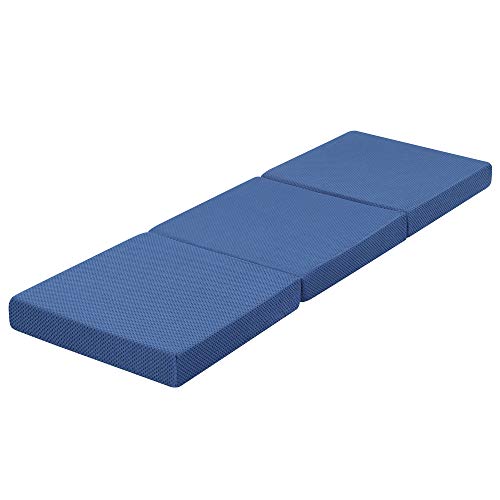 Olee Sleep Tri-Folding Memory Foam Topper, 4 inch, Blue