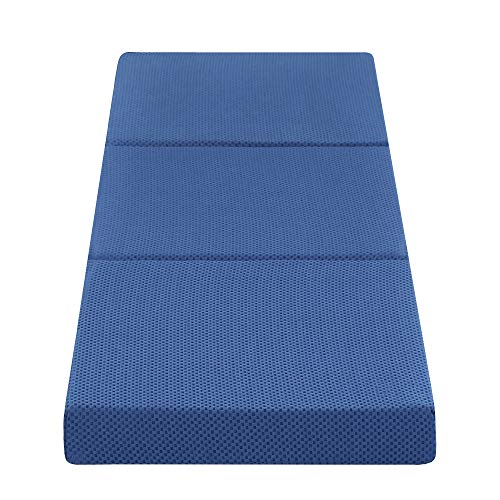 Olee Sleep Tri-Folding Memory Foam Topper, 4 inch, Blue