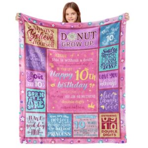 brithhaha 10th birthday gifts for her- 10 years blanket 60"x50"- 10 funny gift idea- 10 year old birthday gifts- gifts for 10 year old female women girl bestie sister- 10th birthday gift ideas