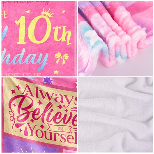 BRITHHAHA 10th Birthday Gifts for Her- 10 Years Blanket 60"X50"- 10 Funny Gift Idea- 10 Year Old Birthday Gifts- Gifts for 10 Year Old Female Women Girl Bestie Sister- 10th Birthday Gift Ideas