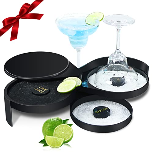 Artilife Margarita Salt Rimmer, Bartender Tool Cocktail Margarita Glass Rimmer 3 Tier Sugar Salt Rim Lime