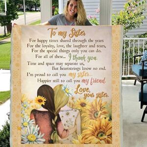 to my sister time and space may scparate us but he 3d custom fleece photo blanket fan gift (x-large 80 x 60 inch)