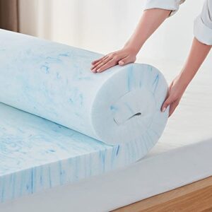 linsy living 3 inches memory foam mattress topper full, cooling gel-infused swirl memory foam for back pain, bed topper full, certipur-us certified, full size