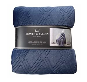monte & jardin luxury collection ultra plush, cozy, & soft throw, heavy weight for extra warmth 60 x 70in {blue}
