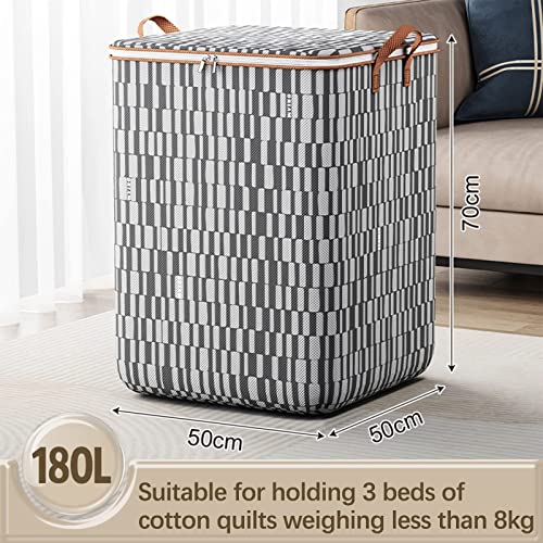 Lekgymr Fashion Clothes Storage Bags Large Capacity Zipper Clothes Storage Bins Closet Organizers Storage Containers with Durable Handles for Home Comforters Pillow Blanket Bedding Quilt