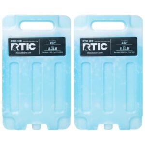 rtic refreezable reusable cooler ice packs cold ice chest pack long-lasting with break-resistant design, for food and drink, perfect for travel and storage, small (2 pack)