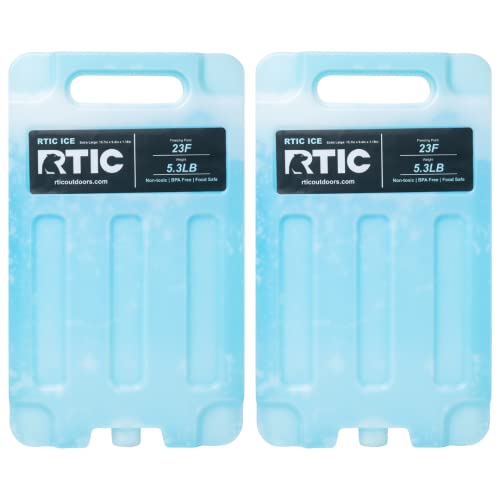 RTIC Refreezable Reusable Cooler Ice Packs Cold Ice Chest Pack Long-Lasting with Break-Resistant Design, for Food and Drink, Perfect for Travel and Storage, Small (2 Pack)