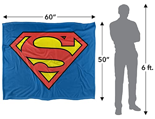 Superman Blanket, 50"x60", Classic Logo Silky Touch Sherpa Back Super Soft Throw Blanket