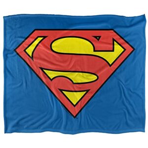 Superman Blanket, 50"x60", Classic Logo Silky Touch Sherpa Back Super Soft Throw Blanket