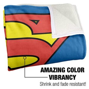 Superman Blanket, 50"x60", Classic Logo Silky Touch Sherpa Back Super Soft Throw Blanket