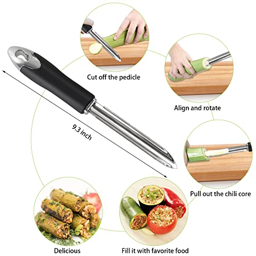 Openfly Vegetable Corer Tool, 6 Pcs Stainless Steel Fruit and Vegetable Corer Jalapeno Pepper Corer Tools Corer and Pitter Tomato Corer Remover Cherry Pitter Zucchini Corer to Remove Seeds