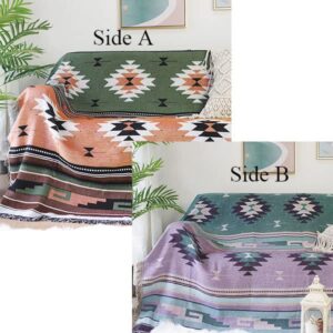 Pretyw Aztec Throw Blanket Southwest Blankets with Tassels Cozy Reversible Southwestern Navajo Throw Blanket Multi-Function for Couch Chair Sofa Bed Outdoor Travel 63 x 51 Inches