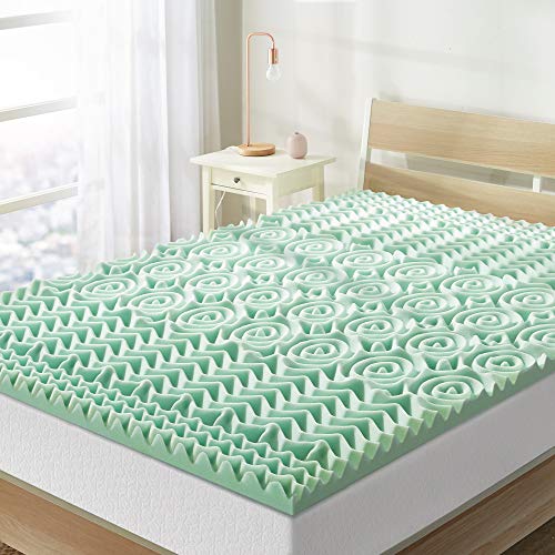 Mellow 1.5 Inch 5-Zone Memory Foam Mattress Topper, Calming Aloe Infusion, Full