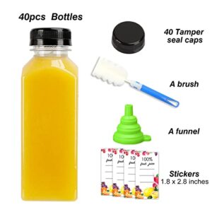 Moretoes 40pcs 12oz Empty Plastic Juice Bottles with Caps, Bulk Clear Beverage Containers for Juicing Drinking Milkshake Tea and Other Beverages