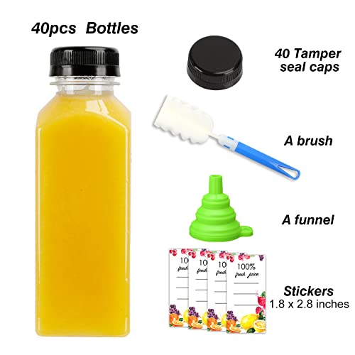 Moretoes 40pcs 12oz Empty Plastic Juice Bottles with Caps, Bulk Clear Beverage Containers for Juicing Drinking Milkshake Tea and Other Beverages