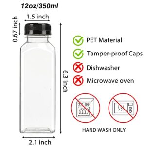 Moretoes 40pcs 12oz Empty Plastic Juice Bottles with Caps, Bulk Clear Beverage Containers for Juicing Drinking Milkshake Tea and Other Beverages