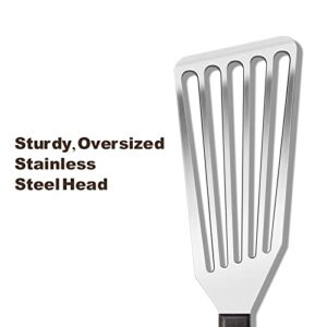 Rainspire Fish Spatula Stainless Steel for Nonstick Cookware, Slotted Fish Turner Spatula with Sloped Head Design, Metal Spatula Griddle Spatula For Flipping Delicate Food, Fish, Egg, Patties, Fries