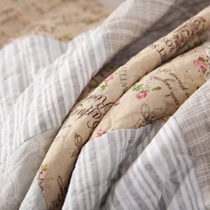 SLPR Country Lane Cotton Patchwork Quilted Throw - 50" x 60" | Farmhouse Lap Quilt for Couch and Bed