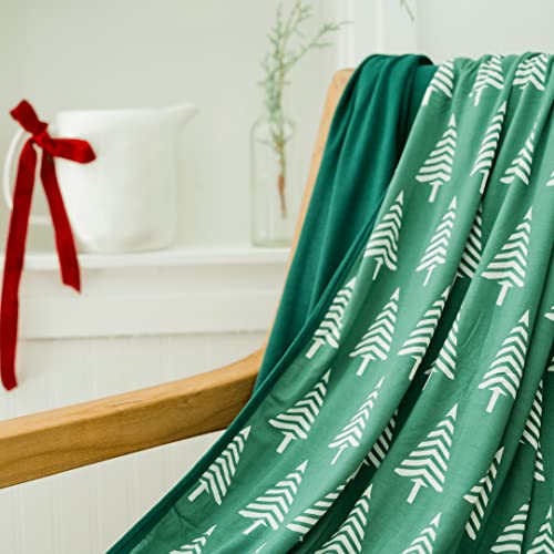 Soft Oversized Christmas Tree Stretch Throw Blanket - Super Cozy Adult Swaddle Blanket for Bed, Sofa, Couch - Lightweight Jersey Knit Comfort Throws 57x72 Inch Long (Emerald Green - Alpine)