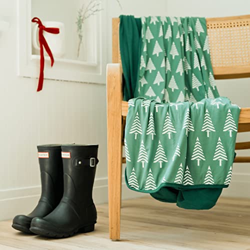 Soft Oversized Christmas Tree Stretch Throw Blanket - Super Cozy Adult Swaddle Blanket for Bed, Sofa, Couch - Lightweight Jersey Knit Comfort Throws 57x72 Inch Long (Emerald Green - Alpine)