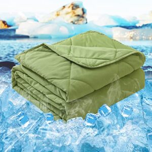 zonli cooling blanket, 60x80in double-sided lightweight summer cool blanket for sleeping with arc-chill q-max>0.4 technology fabric, bed blankets for night sweats hot sleepers.(green)