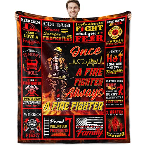 Firefighter Gifts for Men, Fire Department Gifts, Fire Fighter Gifts for Adults, Firefighter Birthday Party Decorations, Fireman Gifts for Men Firefighter Fathers Day Blanket 60x50 Inch