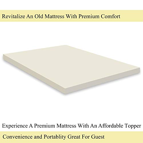 Mattress Solution 2-Inch High Density Foam Topper,Adds Comfort to Mattress, Twin, white