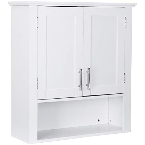 ZENY Hanging Bathroom Cabinet with Doors, Wall Cabinets Over The Toilet, Bathroom Wood Hanging Cabinet, White