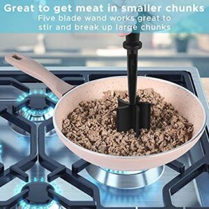 FENDIC Meat Chopper, Heat Resistant Hamburger Chopper, Non Stick Nylon Meat Chopper for Ground Beef, Hamburger meat, Ground Turkey, Ground Beef Smasher & Ground Meat Chopper, Potato Masher - Black…