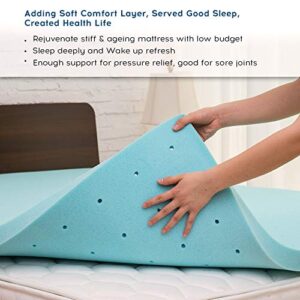 Nelaukoko Memory Foam Twin XL Topper 2 Inch Single XL Foam Mattress Topper Ventilated Gel Cooling Foam Mattress Pad Dorm XL Topper for College Dorm