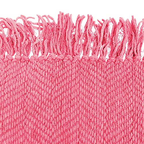 Home Soft Things Pink Throw Blanket Knitted Tweed Throw 50'' x 60'', Camellia Rose, Super Soft Cozy Warm Comfortable Breathable Throw for Living Room Chair Couch Bed Sofa Bedroom Home Décor