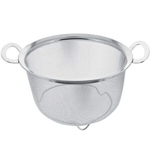 u.s. kitchen supply 3 quart stainless steel mesh net strainer basket with a wide rim, resting feet and handles - colander to strain, rinse, fry, steam or cook vegetables & pasta