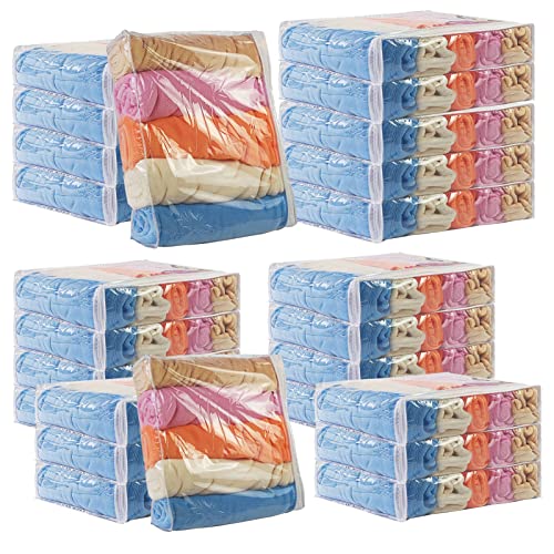 25Pcs Large Capacity Clear Vinyl Zippered Storage Bags - Blankets Storage Bags Plastic Storage Bags for Sweater Bed Sheet Organizer with Zipper for Closet Linen Sweater Bed Sheet Pillow