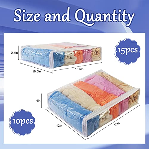 25Pcs Large Capacity Clear Vinyl Zippered Storage Bags - Blankets Storage Bags Plastic Storage Bags for Sweater Bed Sheet Organizer with Zipper for Closet Linen Sweater Bed Sheet Pillow
