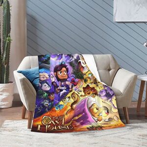 atgzfdr The Owl Anime House Blanket Throw Blankets Ultra Soft Flannel Lightweight Throws for Couch, Bed,All Seasons Use 60"x50"