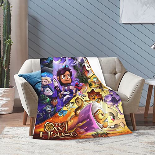 atgzfdr The Owl Anime House Blanket Throw Blankets Ultra Soft Flannel Lightweight Throws for Couch, Bed,All Seasons Use 60"x50"