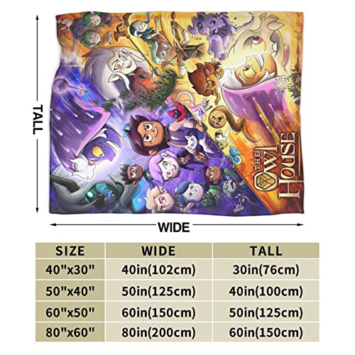 atgzfdr The Owl Anime House Blanket Throw Blankets Ultra Soft Flannel Lightweight Throws for Couch, Bed,All Seasons Use 60"x50"